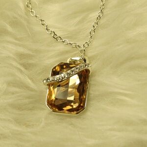 SKB Peach Rhinestone Pendant Necklace